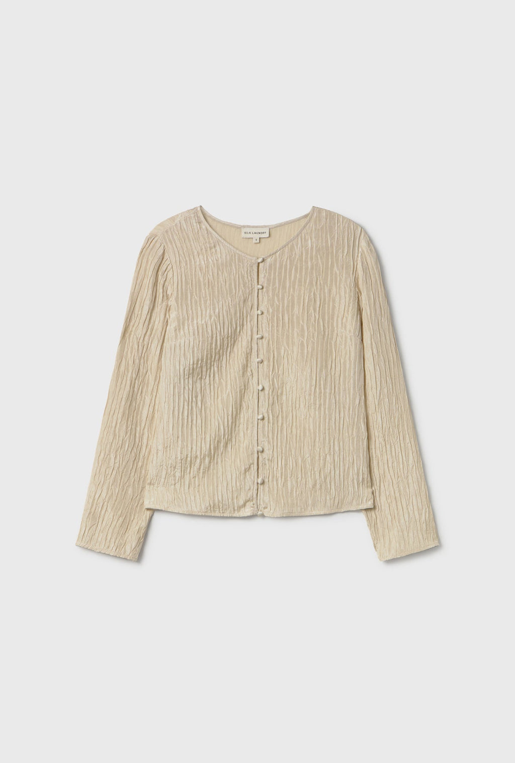 Crinkle Long Sleeve Top Hazelnut