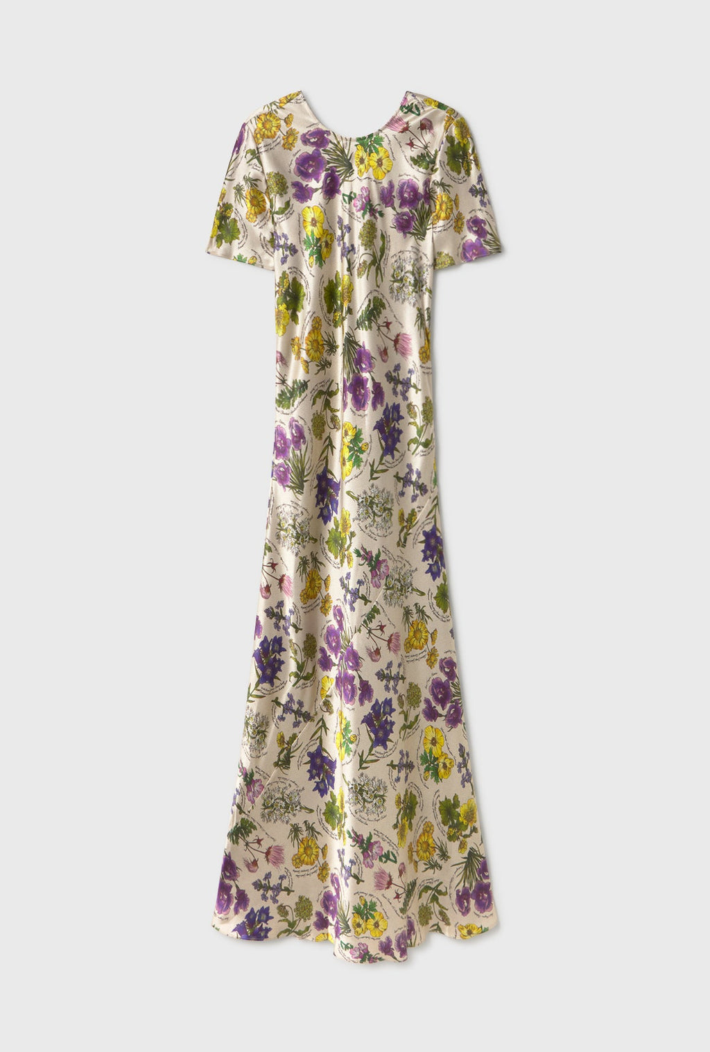 Short Sleeve Bias Cut Dress - Endangered Flowers