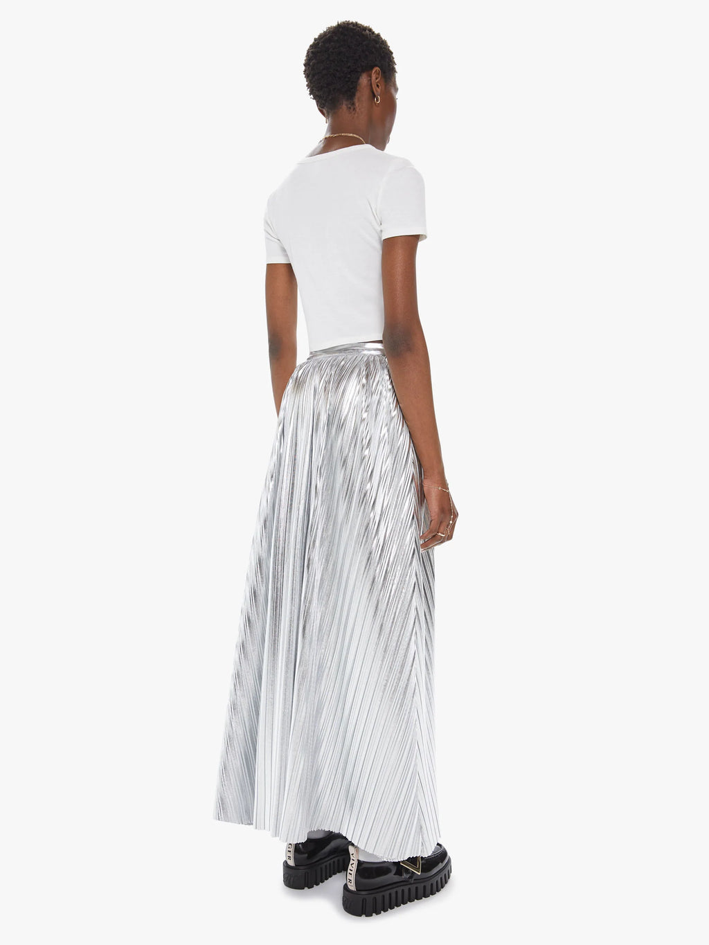 The Pleated Maxi Skirt - Silver Tongue