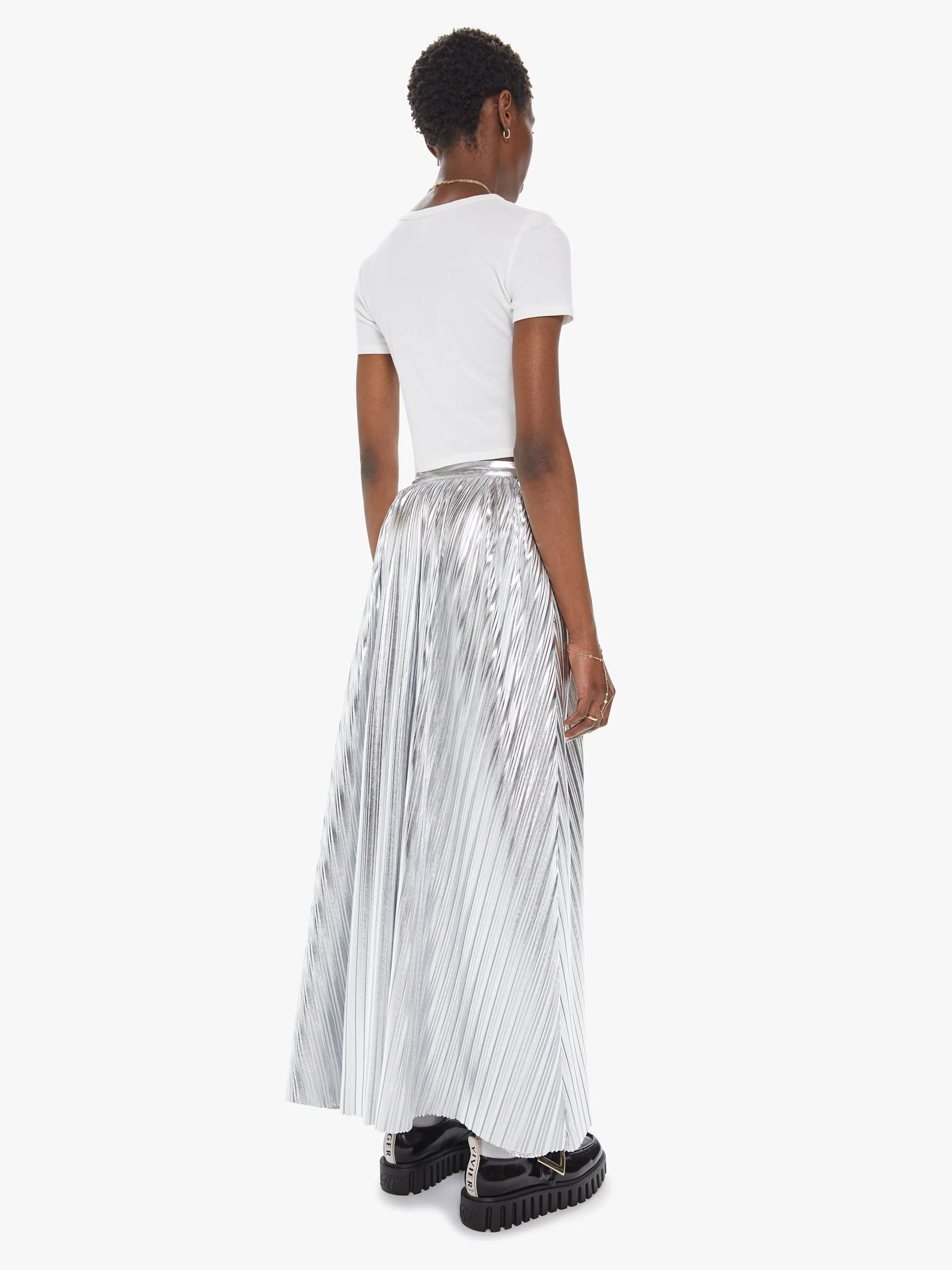 The Pleated Maxi Skirt - Silver Tongue