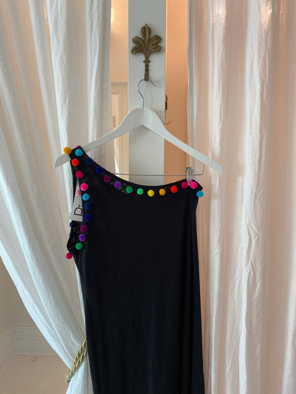 Pom pom one shoulder dress