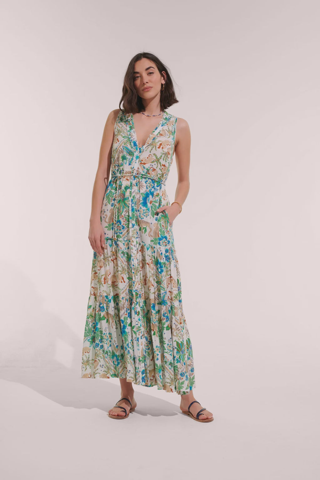 Long Dress Nana Blue Leo Foulard