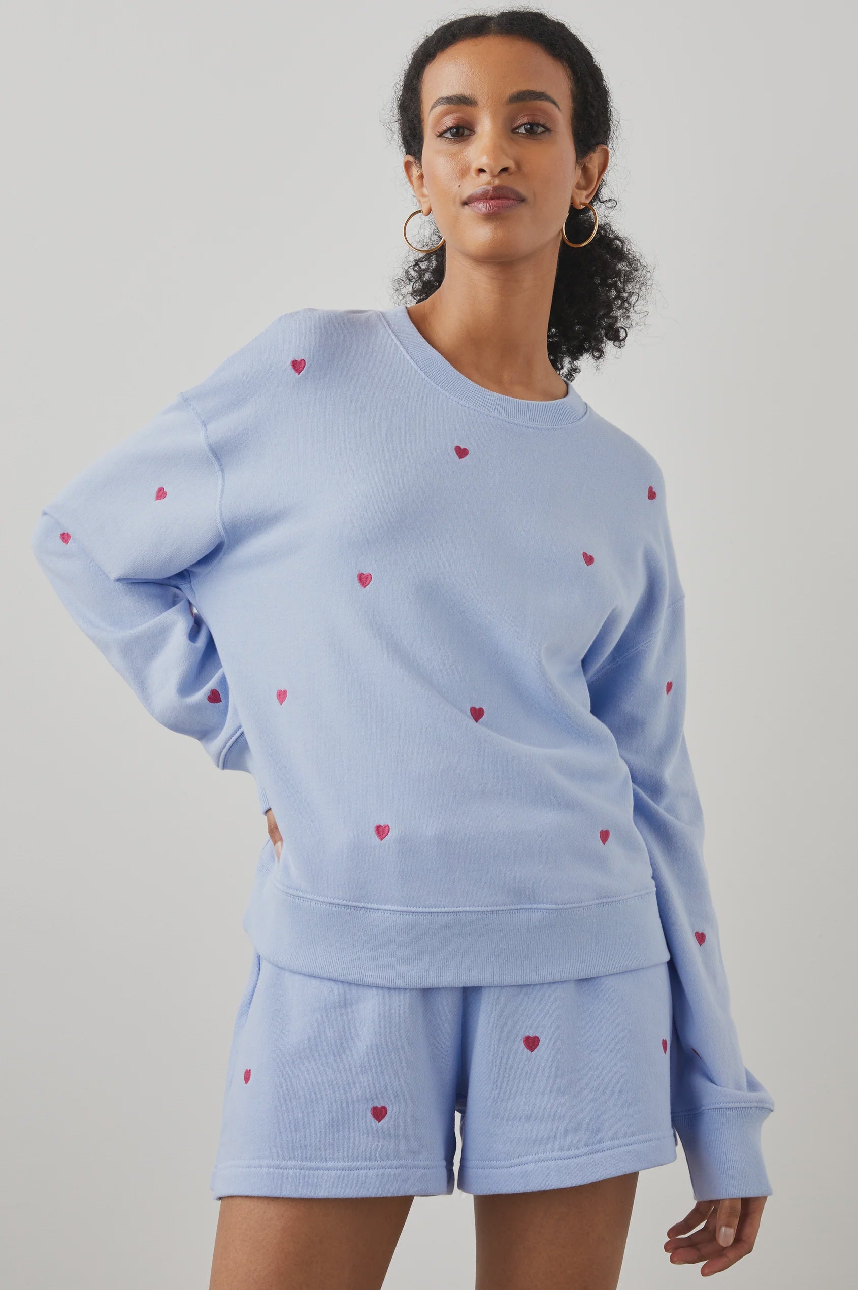 Ramona Pink Heart Periwinkle Sweatshirt