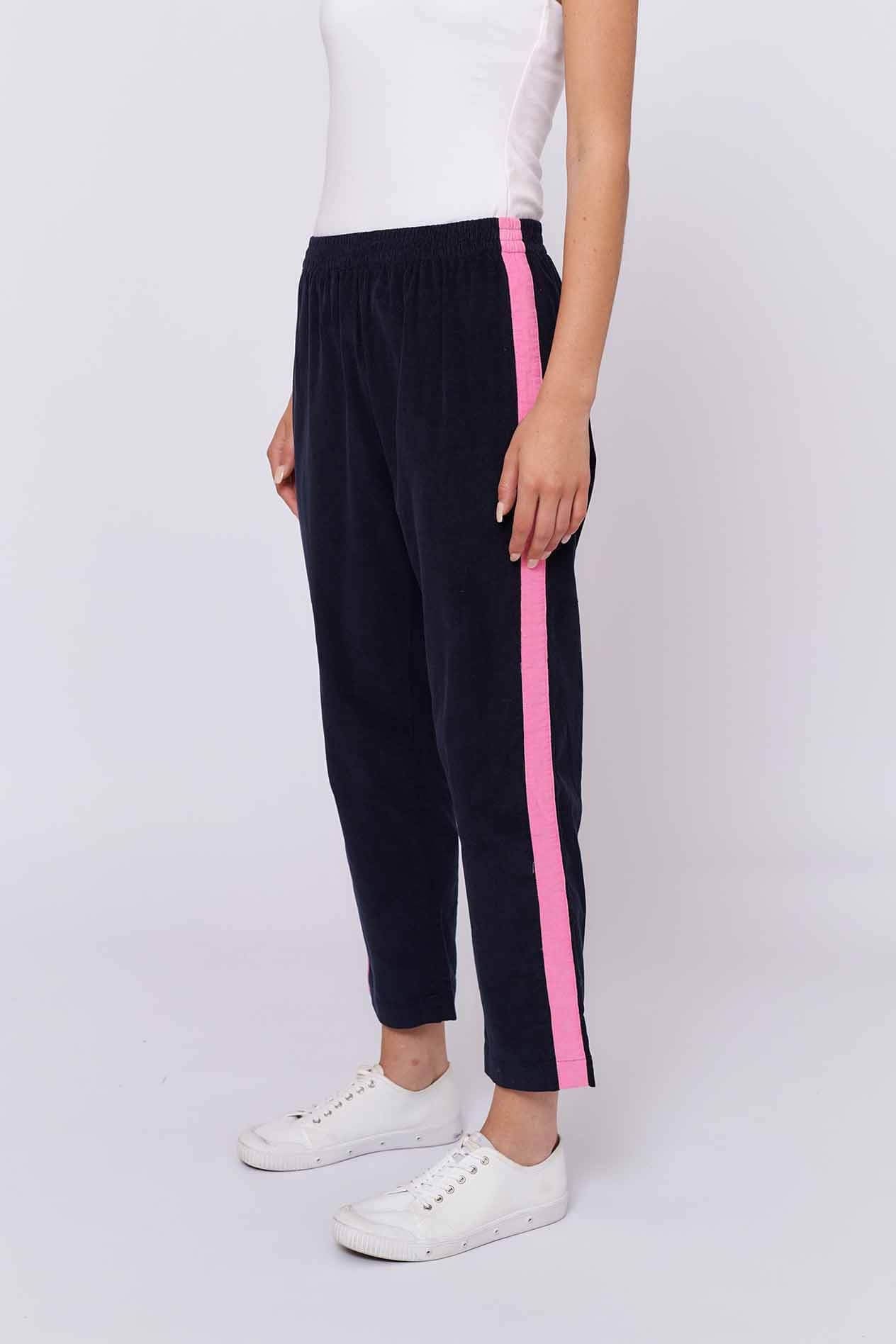 Womens tuxedo pants with white stripe on sale