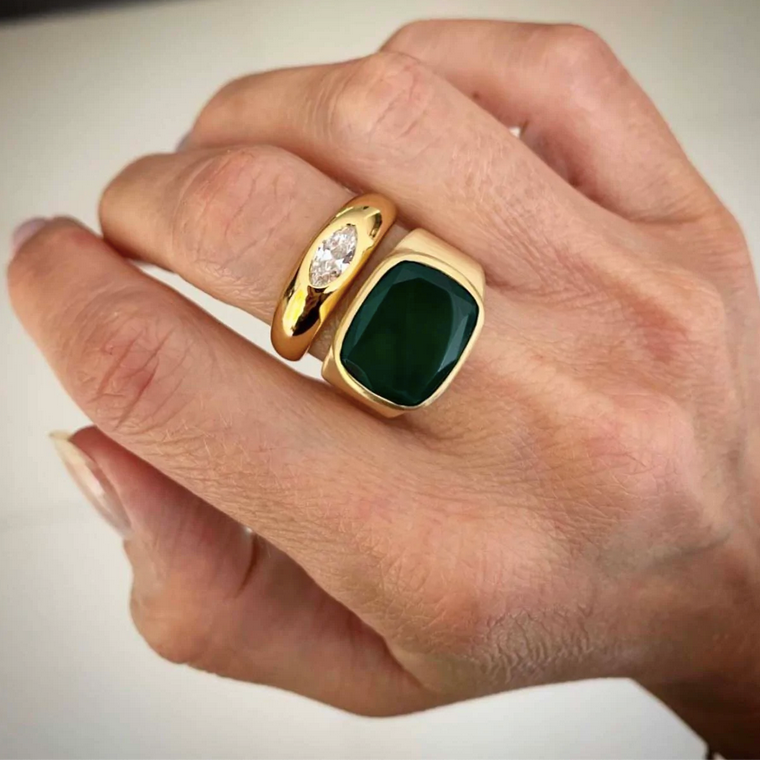 Green Agate Cocktail Ring