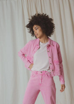 H and m pink denim jacket sales