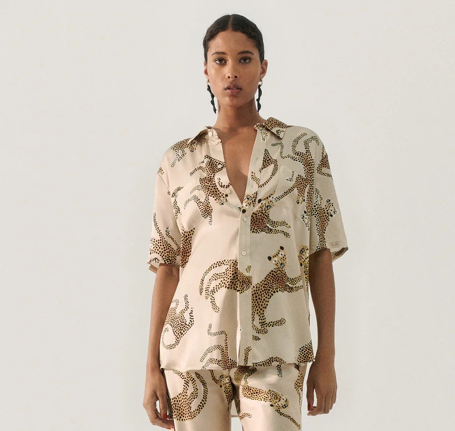 Short Sleeve Boyfriend Shirt - Jaguars Hazelnut