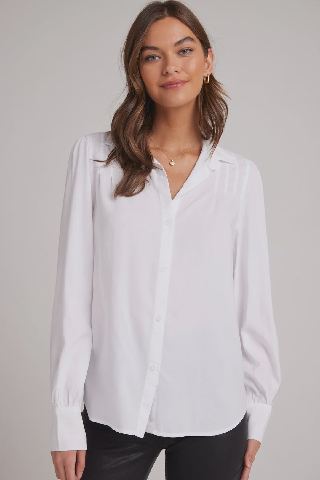 Pin Tucked Button Down - White